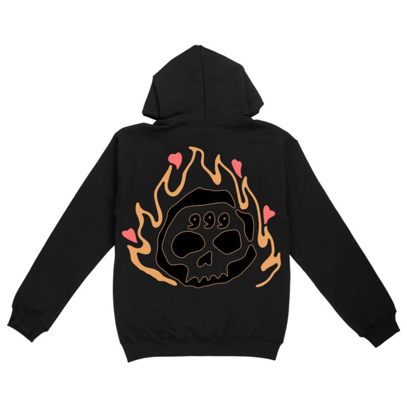 999 CLUB SKULL PUFF PRINT HOODIE - Image 2
